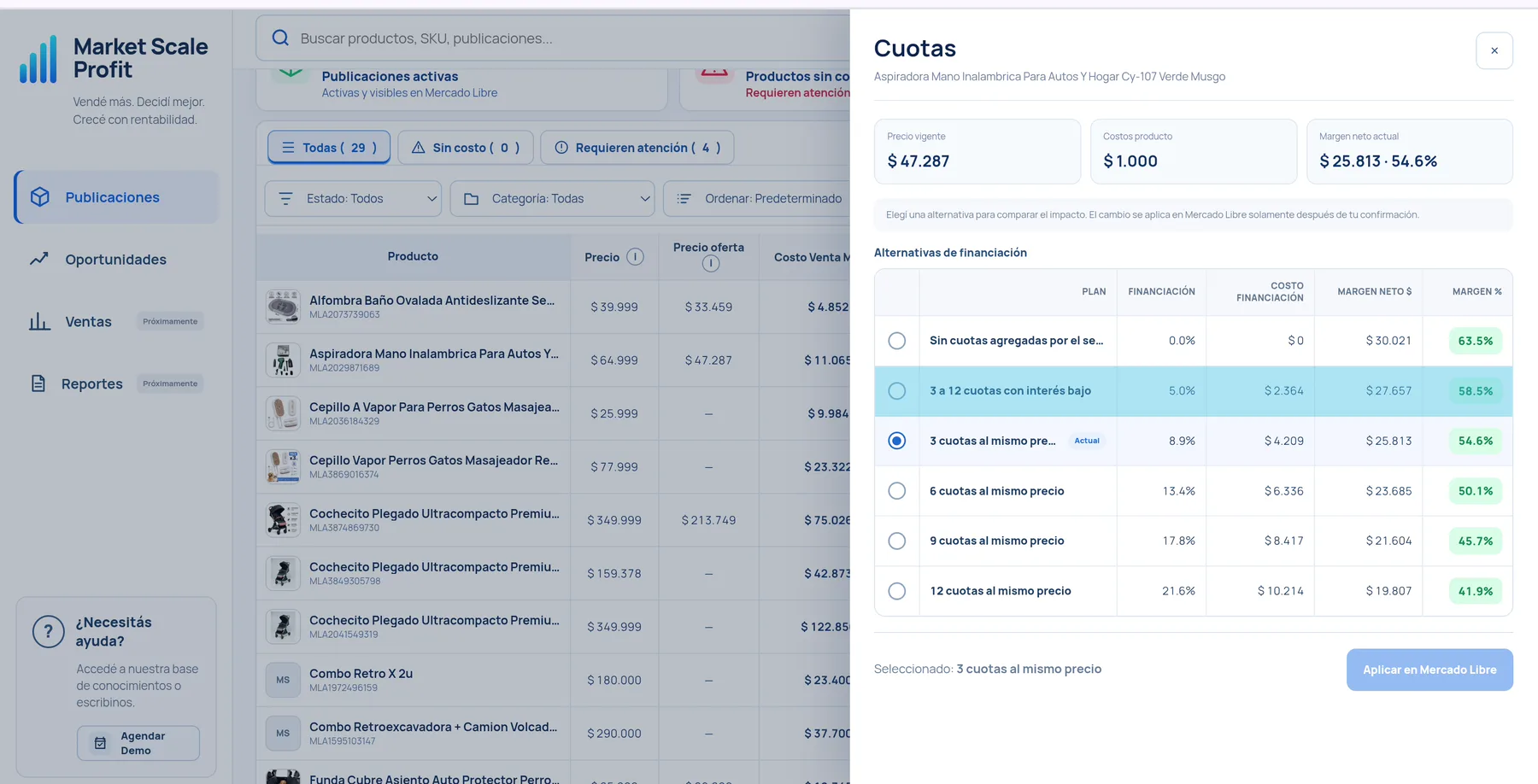 Caso real rentable en el comparador de cuotas de Market Scale Profit